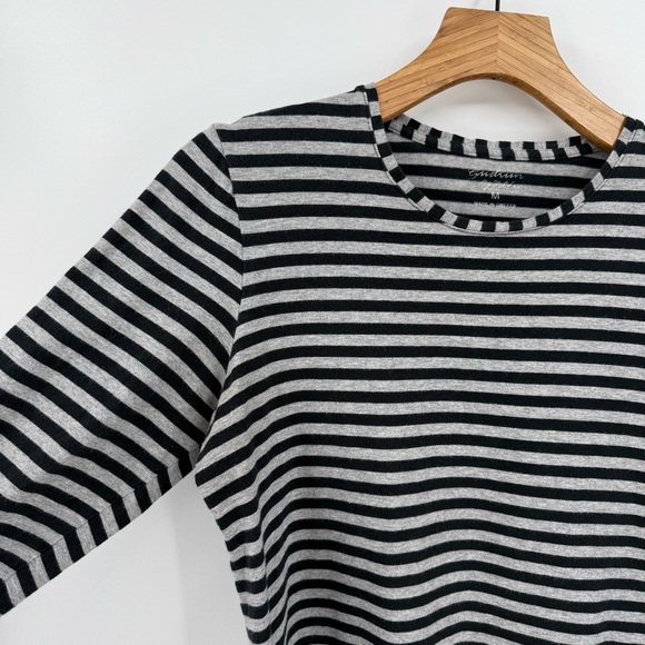 Gudrun Sjoden Organic Cotton Striped Essential Top in Black Grey Size M - Picture 5 of 9